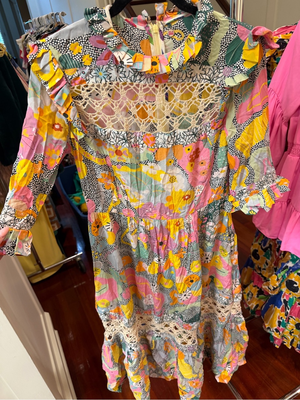 CeliaB Pastel Multi Floral Crochet-Trim Maxi Dress - Picture 2 of 2